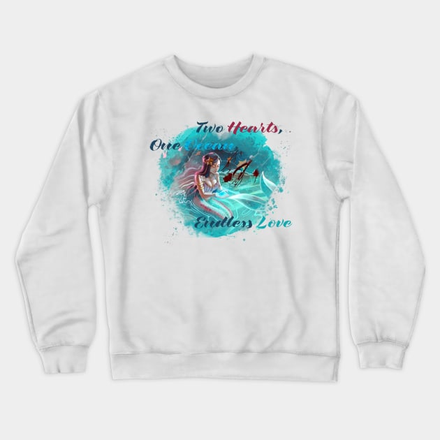 Sapphire Serenity: A Mermaid's Touch (Cerulean Heart w/ Text) Crewneck Sweatshirt by DJ45Artworks